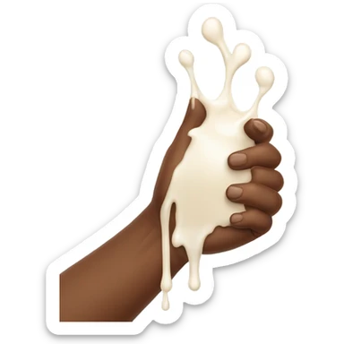 Milk dripping on brown hand  sticker