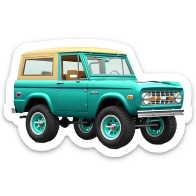 turquoise green classic ford bronco with slot alminum wheels sticker