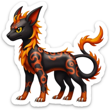 Elemental Groovy Diaphanous Scaley Demonic Liepard-Houndoom-Litten-Sprigatito-Pokémon-fusion-creature (full body) sticker