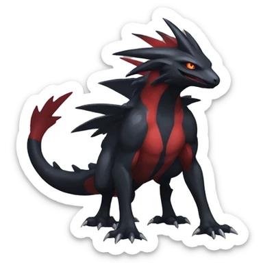 cool edgy black and red Dark-type nargacuga Pokémon full body sticker