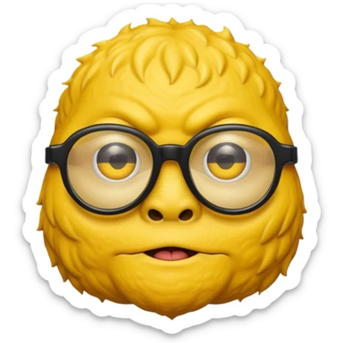 yellow monster with a big nostril wearing black glasses sticker