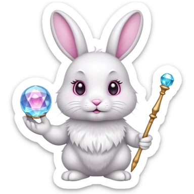 White bunny with wand and with crystal ball sticker