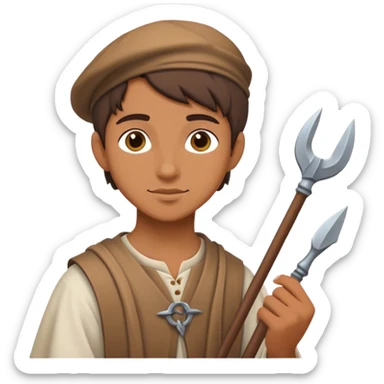 young sculptor apprentice medieval age sticker