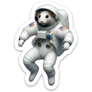 astronaut rat levitating sticker