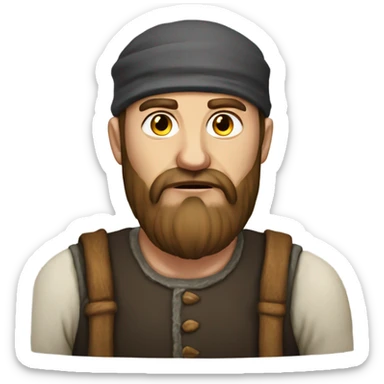 Russian peasant with a beard photorealistic serious sticker