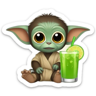 Monkey drink baby yoda sticker