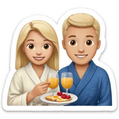 pon una pareja desayunando sedayuno de hotel sticker