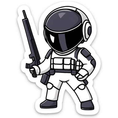 Anime PUBG character with gun and level 3 helmet sticker