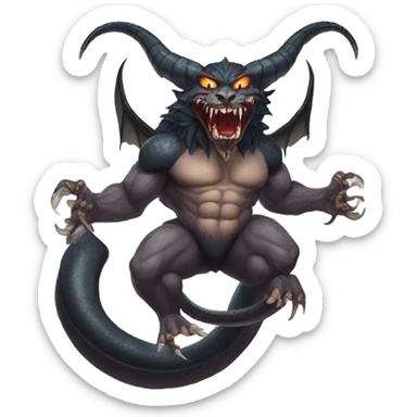 garuda snake demon who resembles a baphomet cat creature with fangs sticker