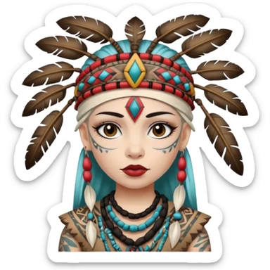tribal girl Tattooed, white skin sticker