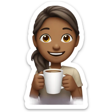 smiling girl with coffee sticker