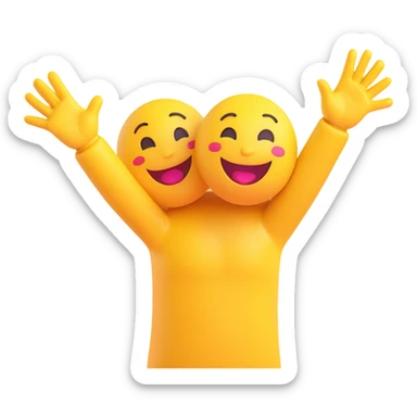yellow emoji style ,  hands clapping, joyful celebration, focus on hands, motion blur, bright background sticker