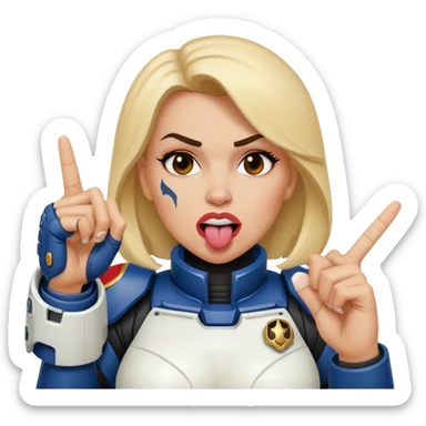 middle finger and face with tongue out woman space marine  sticker