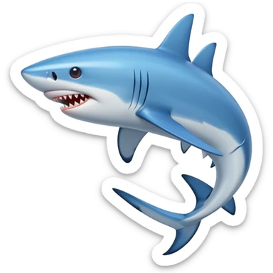 blue shark with sharp teeth sticker