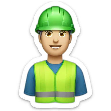 INGENIERA EN CONSTRUCCIÓN CON CASCO DE SEGURIDAD Y PLAYERA AZUL CON VERDE  sticker