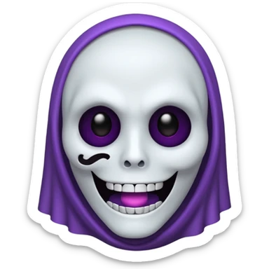 um coração roxo claro com o rosto do ghost face sticker
