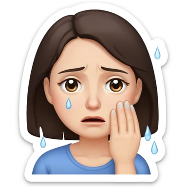 crying full of tears brunette mom sticker