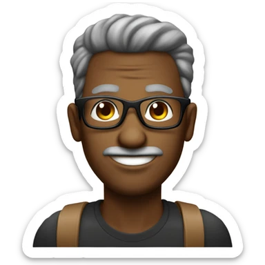 hombre de piel clara con el pelo tirado hacia adelante y con lentes ópticos negros y con color de ojos cafe sticker