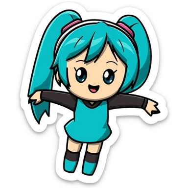 Hatsune Miku surprised reaction with shocked expression sticker