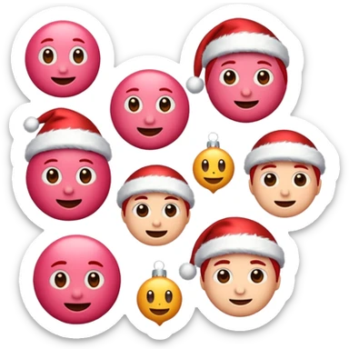 emojis estilo pixar de navidad rosada con rojo sticker