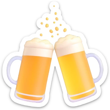 two beer mugs clinking together in a toast sticker