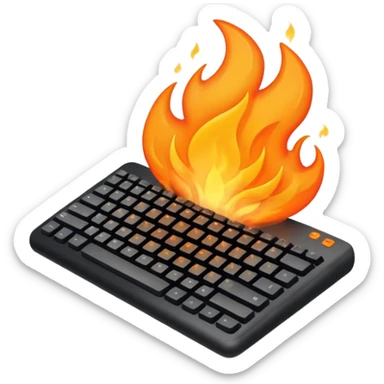 keyboard on fire sticker