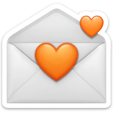 white envelop with small orange heart in the middle sticker
