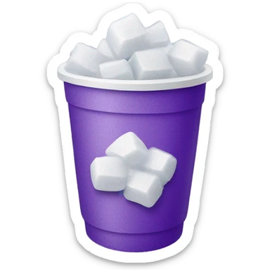 Double Styrofoam cup with purple liquid in it and ice sticker