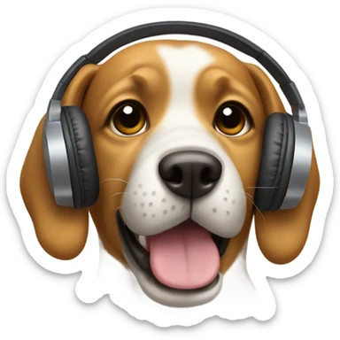 dog with headphones sticker