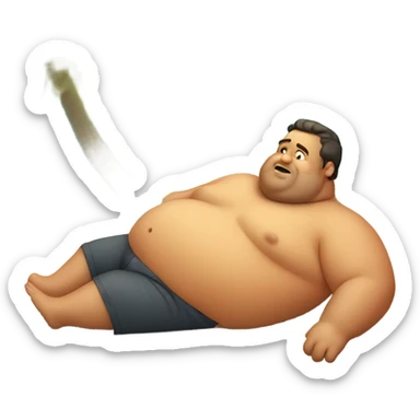 Fat man on beach on his stomach sticker