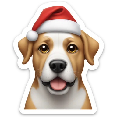 Dog wearing Santa hate sticker