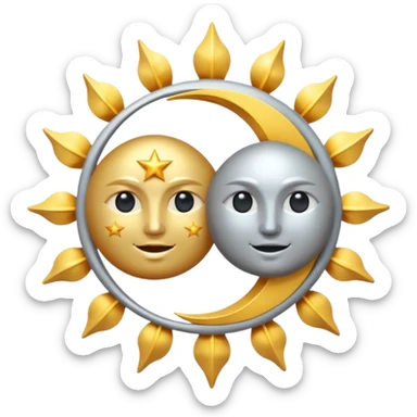 Sun and moon connected. Solstice sticker