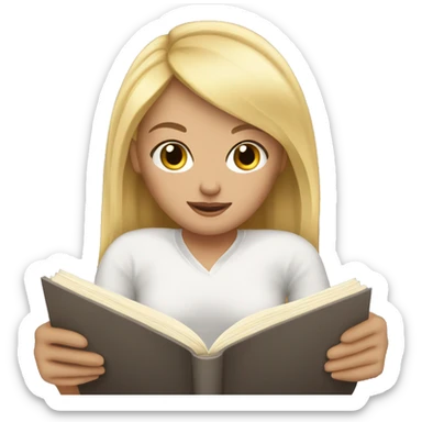White girl blond hair reading in bed sticker