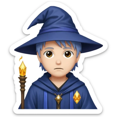Anime very mysterious wizard, sad, no backhround sticker