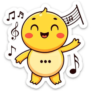 Momo Momone singing with musical notes sticker