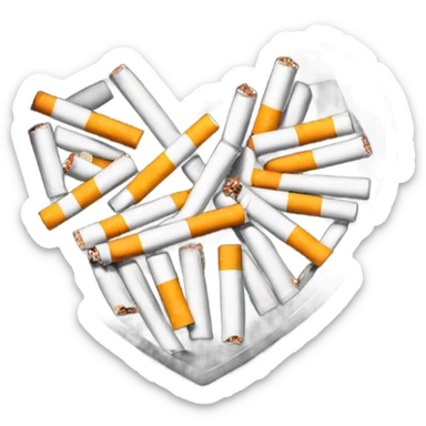 Heart shaped ash tray with cigarettes sticker
