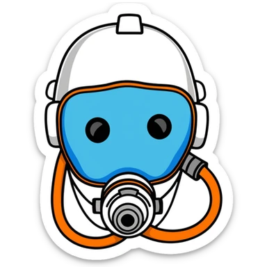 Close-up of blue mouth-only breathing apparatus with tube for VO2 max testing, with nose clip sticker