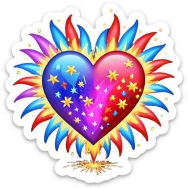 firework heart sticker