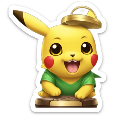 PIKACHU LEVANTANDO LA COPA DEL MUNDO DE FUTBO sticker