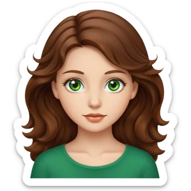 a beautiful girl with wavy volumes brown hair sticker