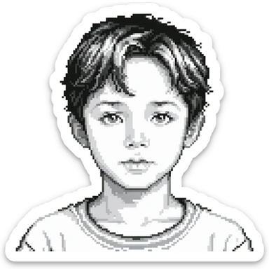 black and white portrait of a child boy's face sticker