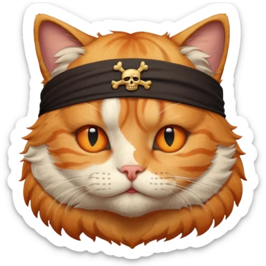 pirate cat with one closed eye with eyeband sticker