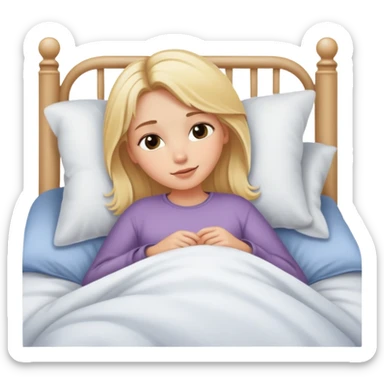 blonde girl in bed cozy sticker