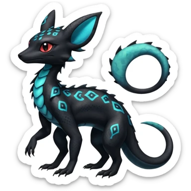 Shiny beautiful gorgeous ethereal Scaley Exotic Salandit-Umbreon-Fakémon-hybrid-creature (full body) sticker