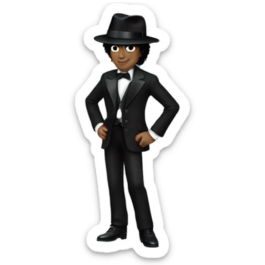 “Michael Jackson in a black suit, white glove, and fedora,.” sticker