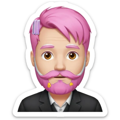 white bearded pink haired  sticker