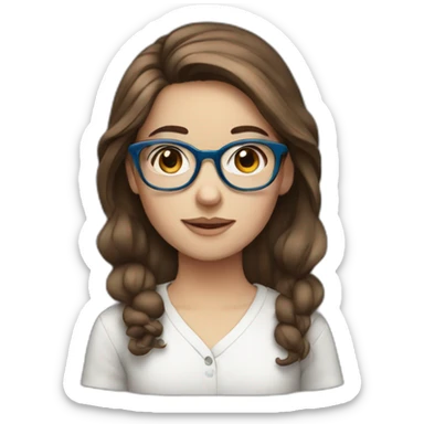 girl with brown hair blue eyes and glasses sticker