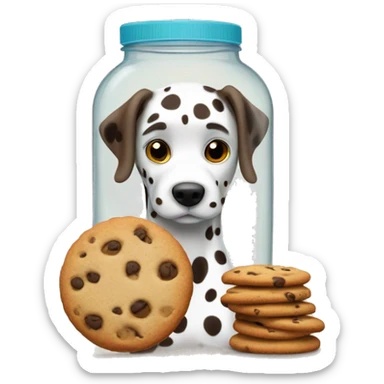 Brown Dalmatian next to a jar of cookies sticker