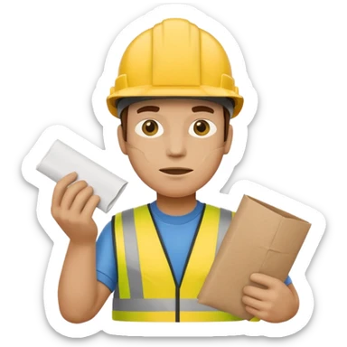 garbage man with yellow helmet holding garbage  sticker