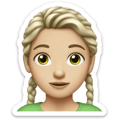 A white brunette girl with green hazel eyes sticker